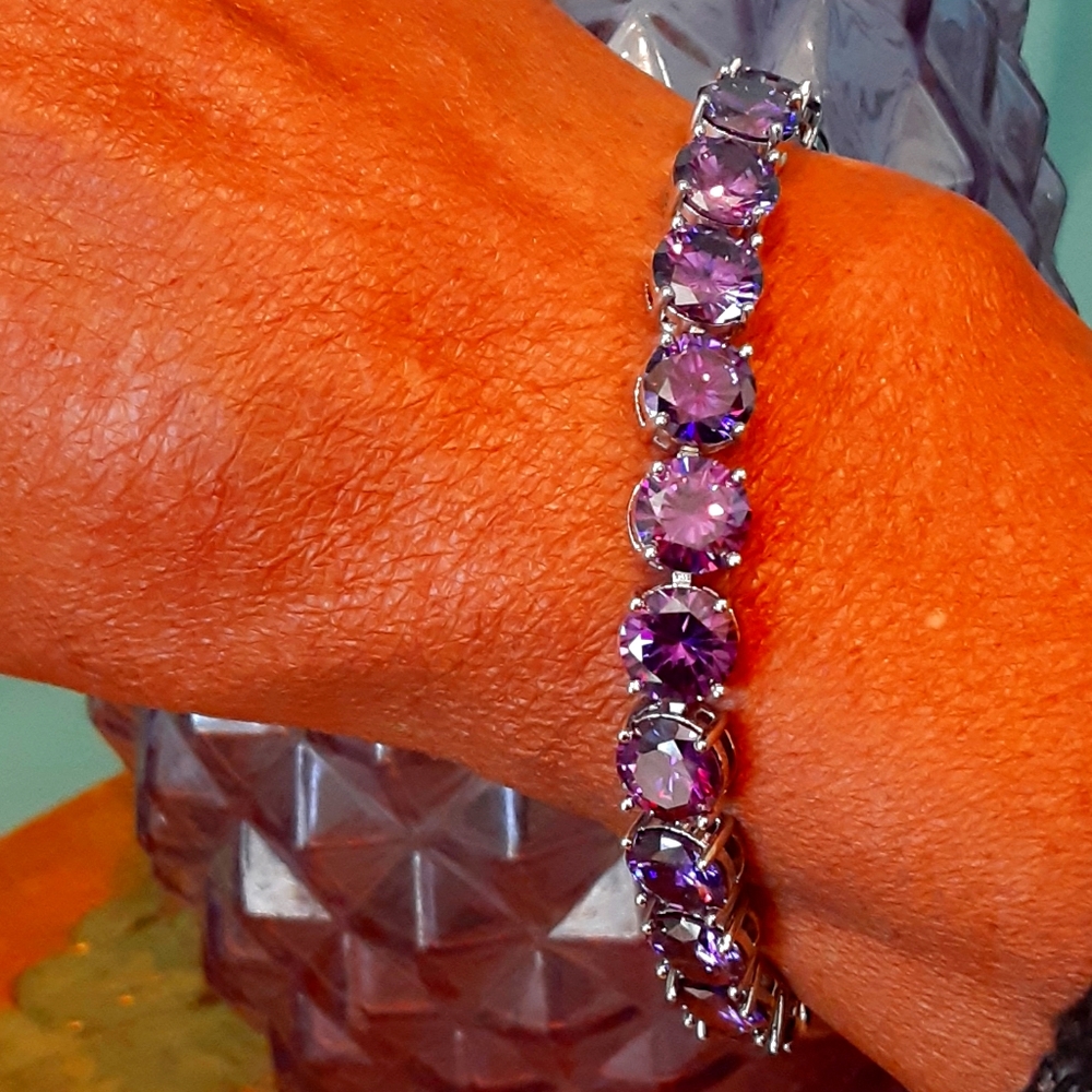 Simulated purple diamond tennis bracelet